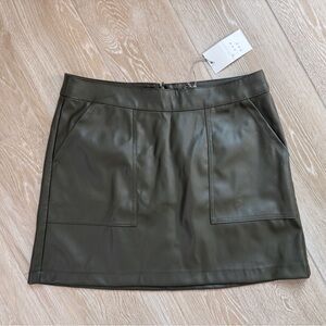 Olive Green Faux cargo style skirt NWT